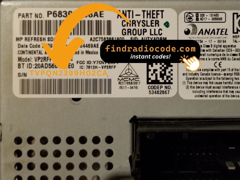 Chrysler Uconnect 7.0 ULG VP2RFP
 anti theft unlock using serial number